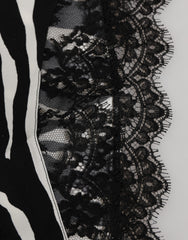 Dolce & Gabbana Black Silk Zebra Print Lace High Waist Underwear
