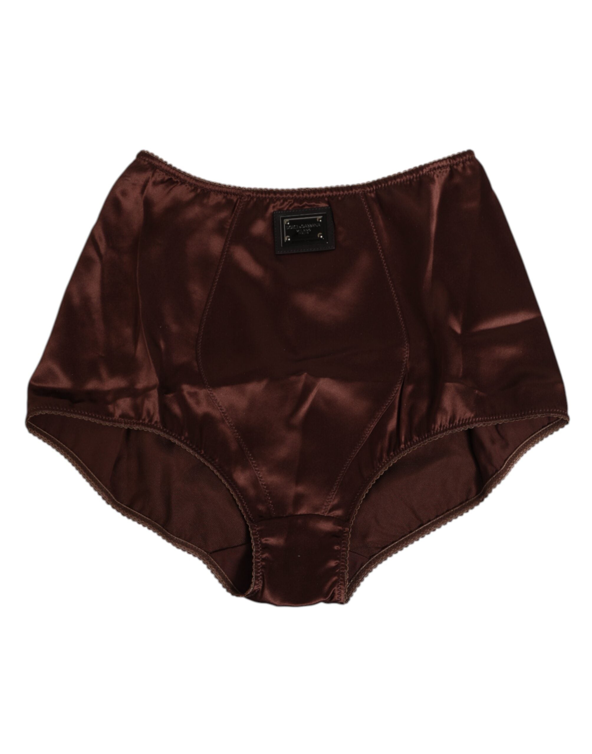 Dolce & Gabbana Brown Silk Stretch High Waist Girdle Underwear