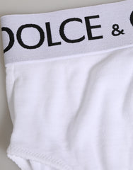 Dolce & Gabbana White Cotton Stretch High Waist Panty Underwear