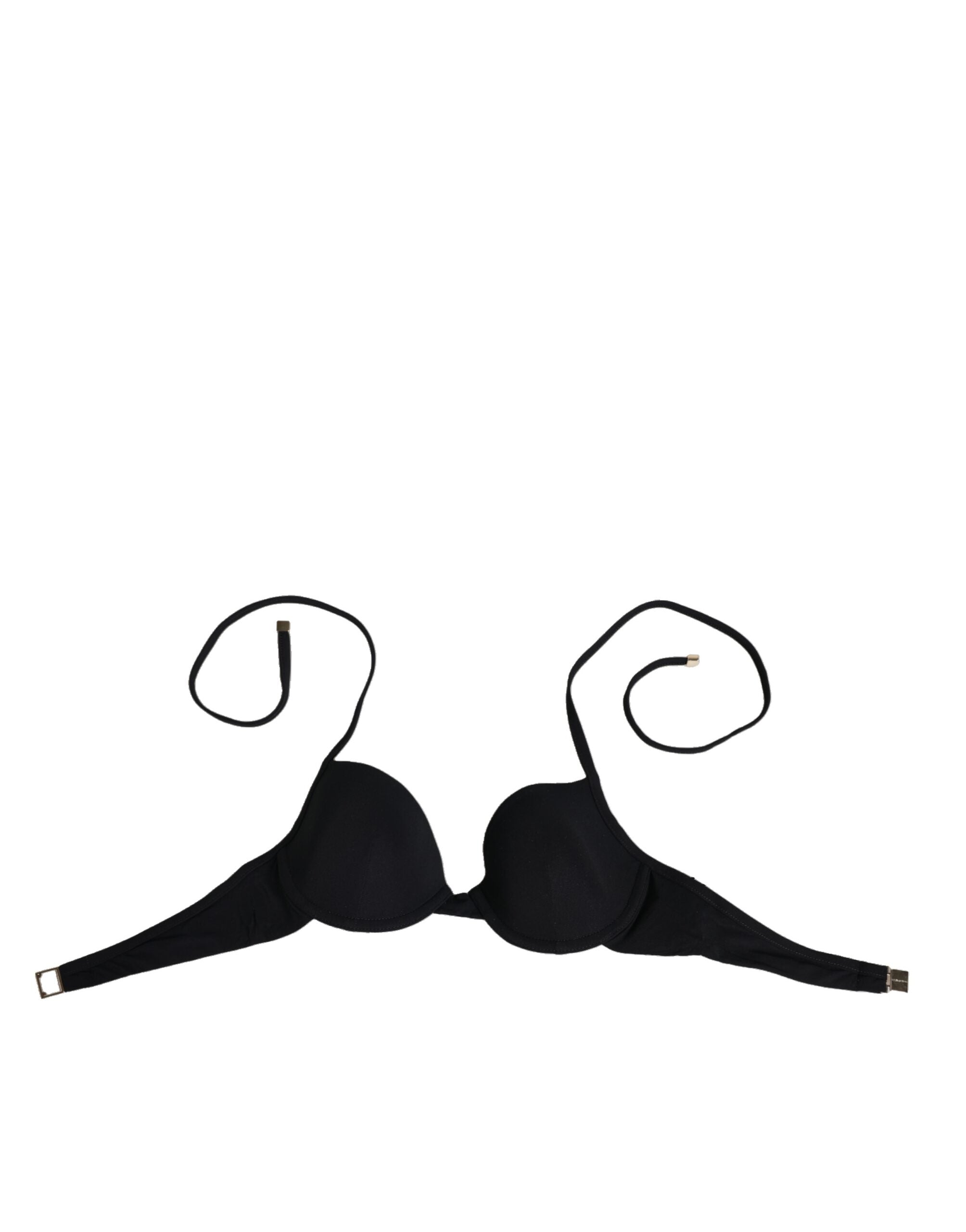 Svarta bygelformade balconette-bh med push-up-mönster