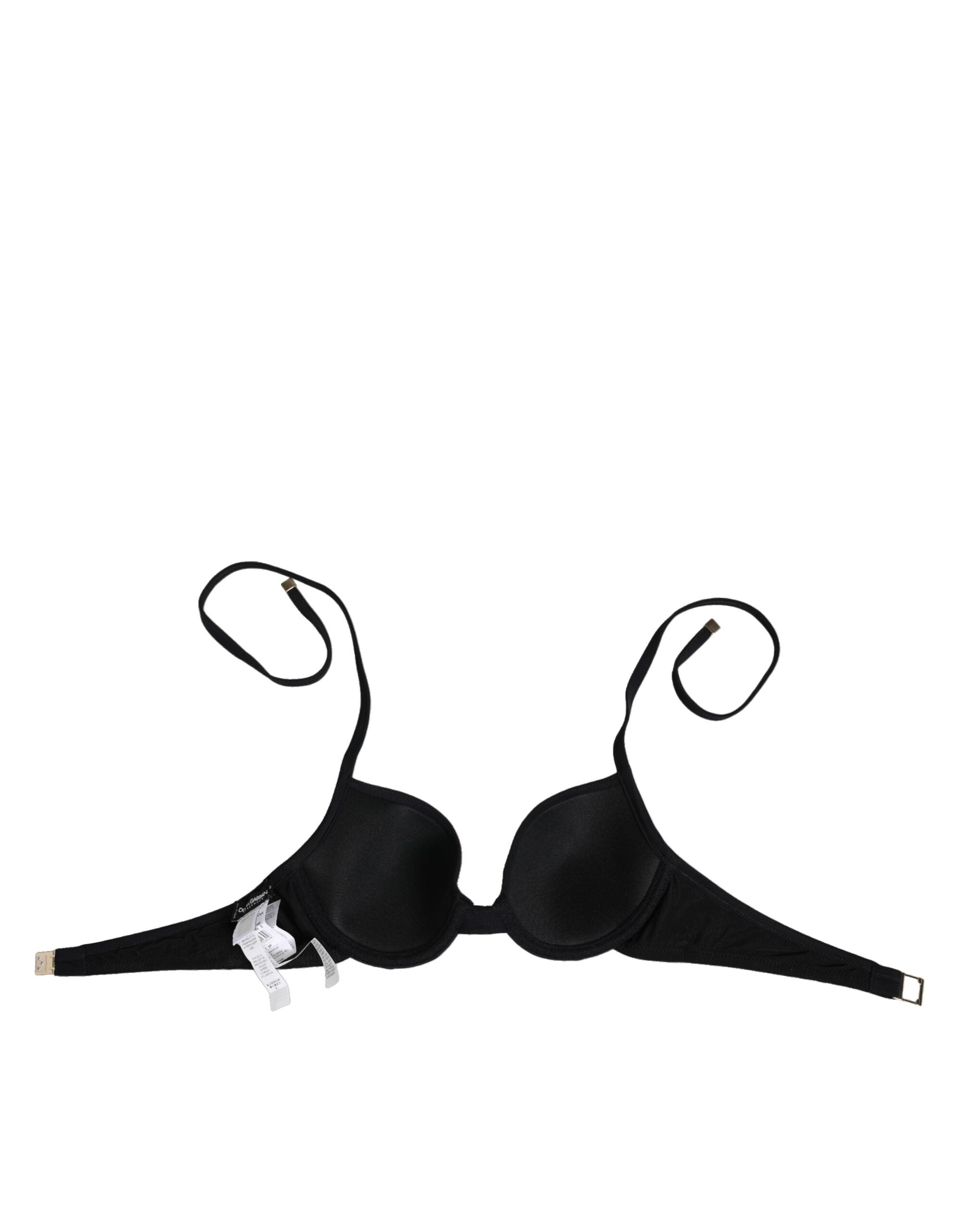 Svarta bygelformade balconette-bh med push-up-mönster