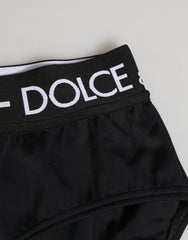 Dolce & Gabbana Black Nylon Logo Waistband Shorts Underwear