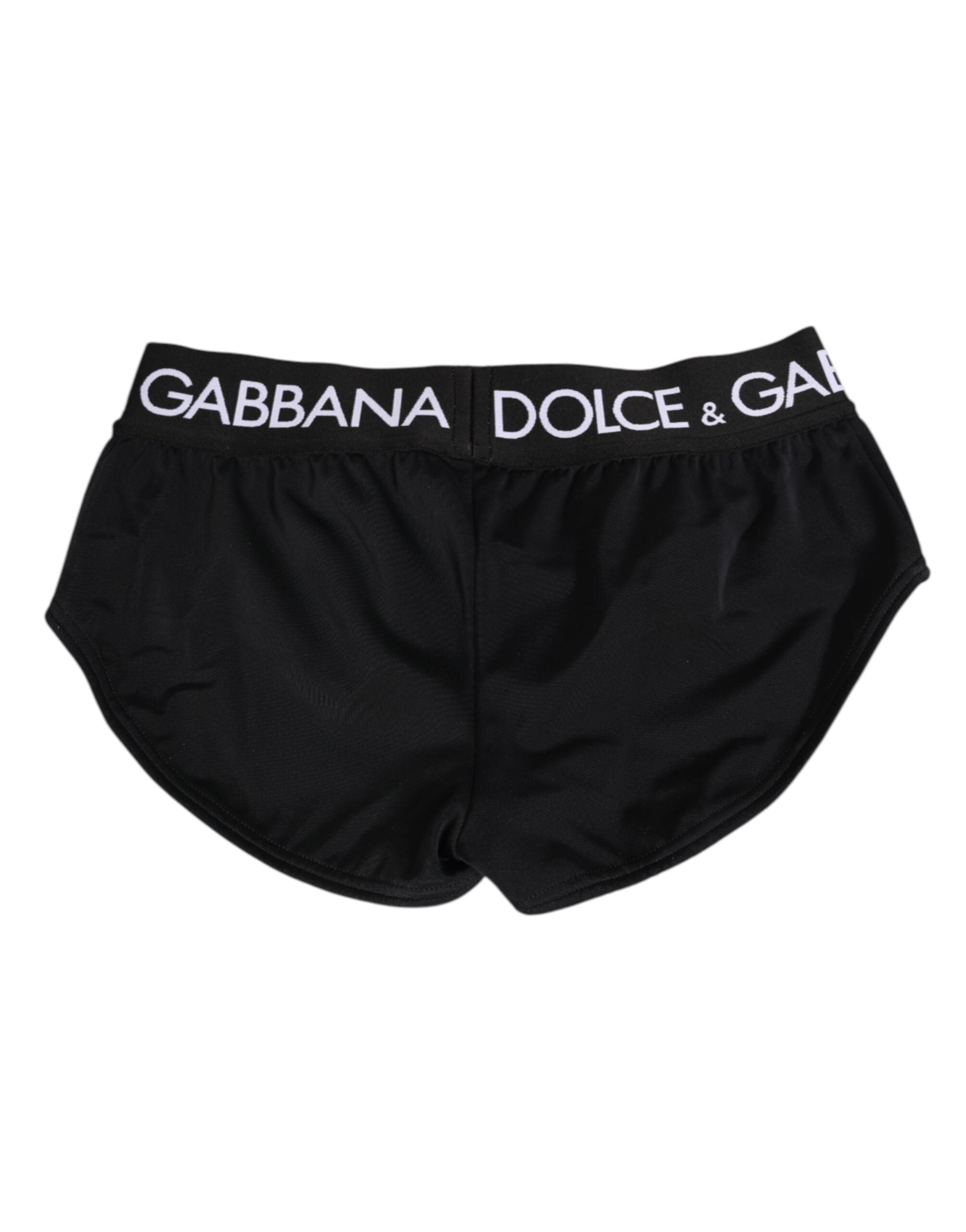 Svarta nylonshorts med logotyp i midjan