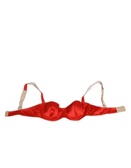 Dolce & Gabbana Red Silk Satin Underwire Bra Semi-Pad Underwear