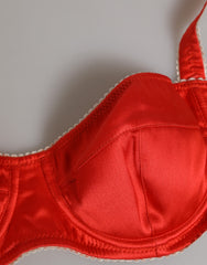 Dolce & Gabbana Red Silk Satin Underwire Bra Semi-Pad Underwear