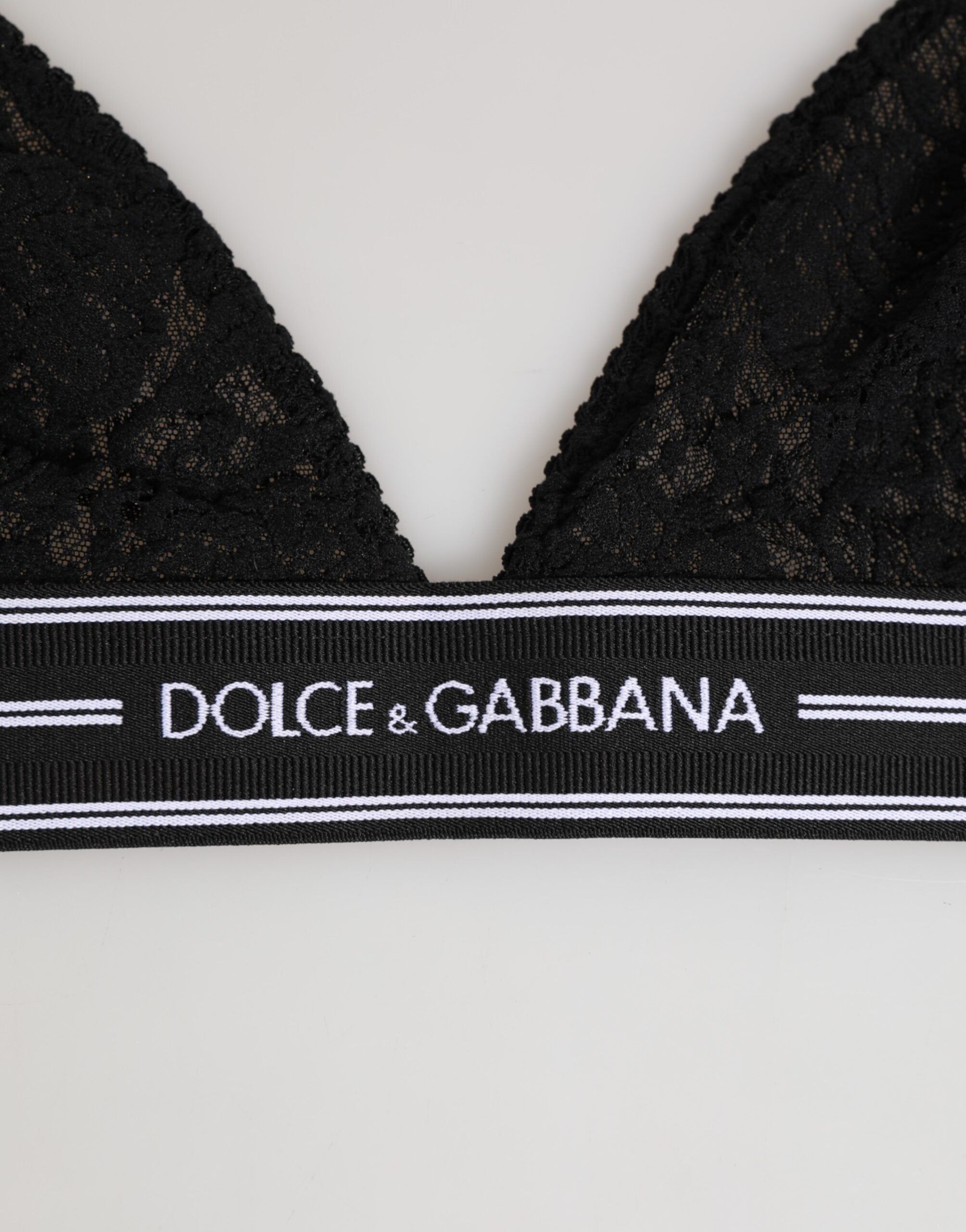 Dolce & Gabbana Black Lace Triangle Bralette Wireless Underwear