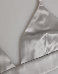 Dolce & Gabbana Gray Silk Satin Triangle Soft Cup Bra Underwear
