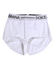 Dolce & Gabbana White Nylon Logo Waistband Shorts Underwear