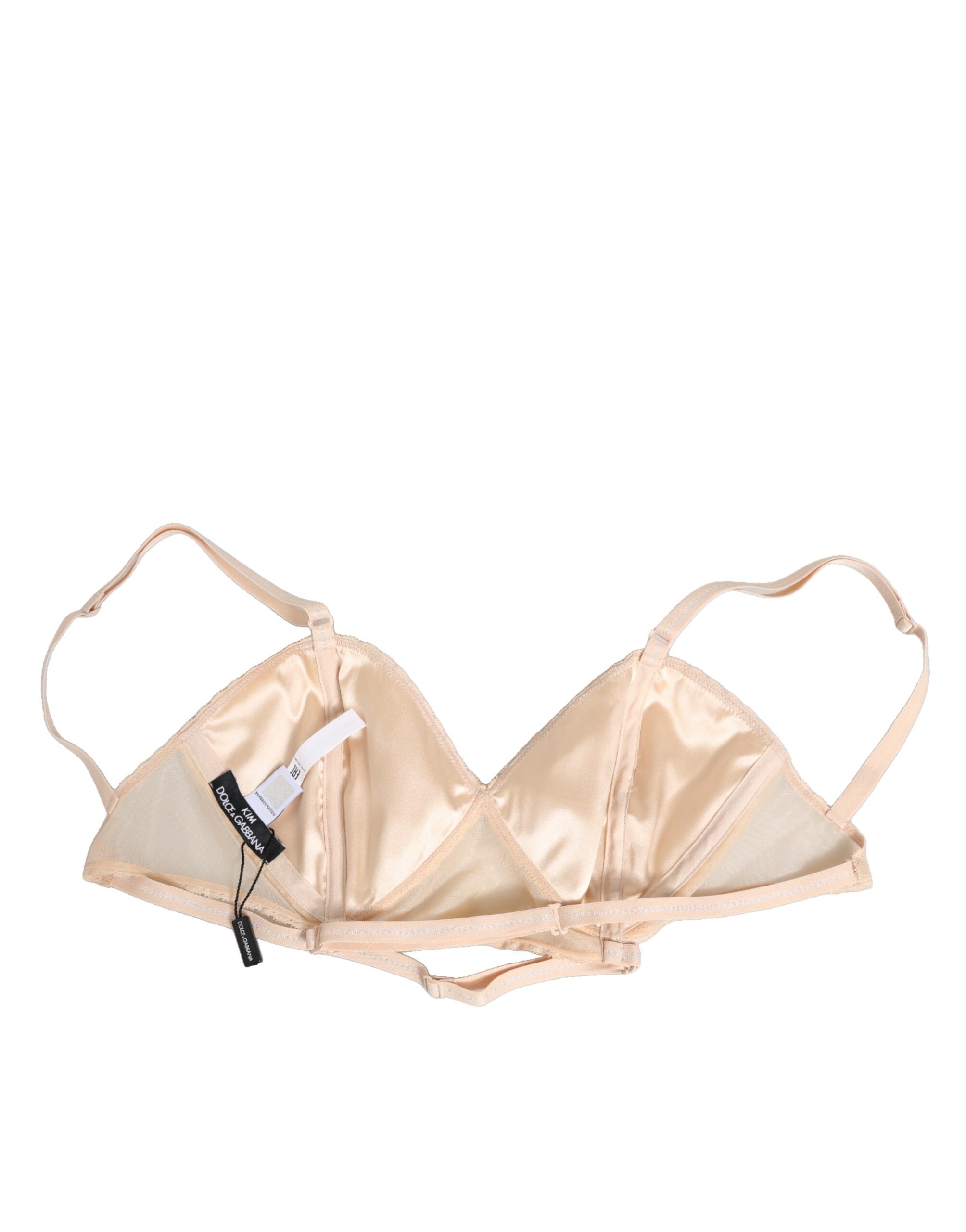 Beige nylon triangelformade mjuka kupor med BH