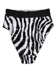 Dolce & Gabbana Black White Stripes High Waist Panty Underwear