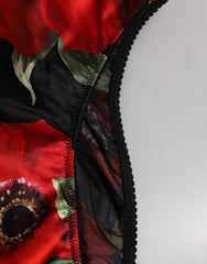 Dolce & Gabbana Black Floral Print High Waist Panty Underwear