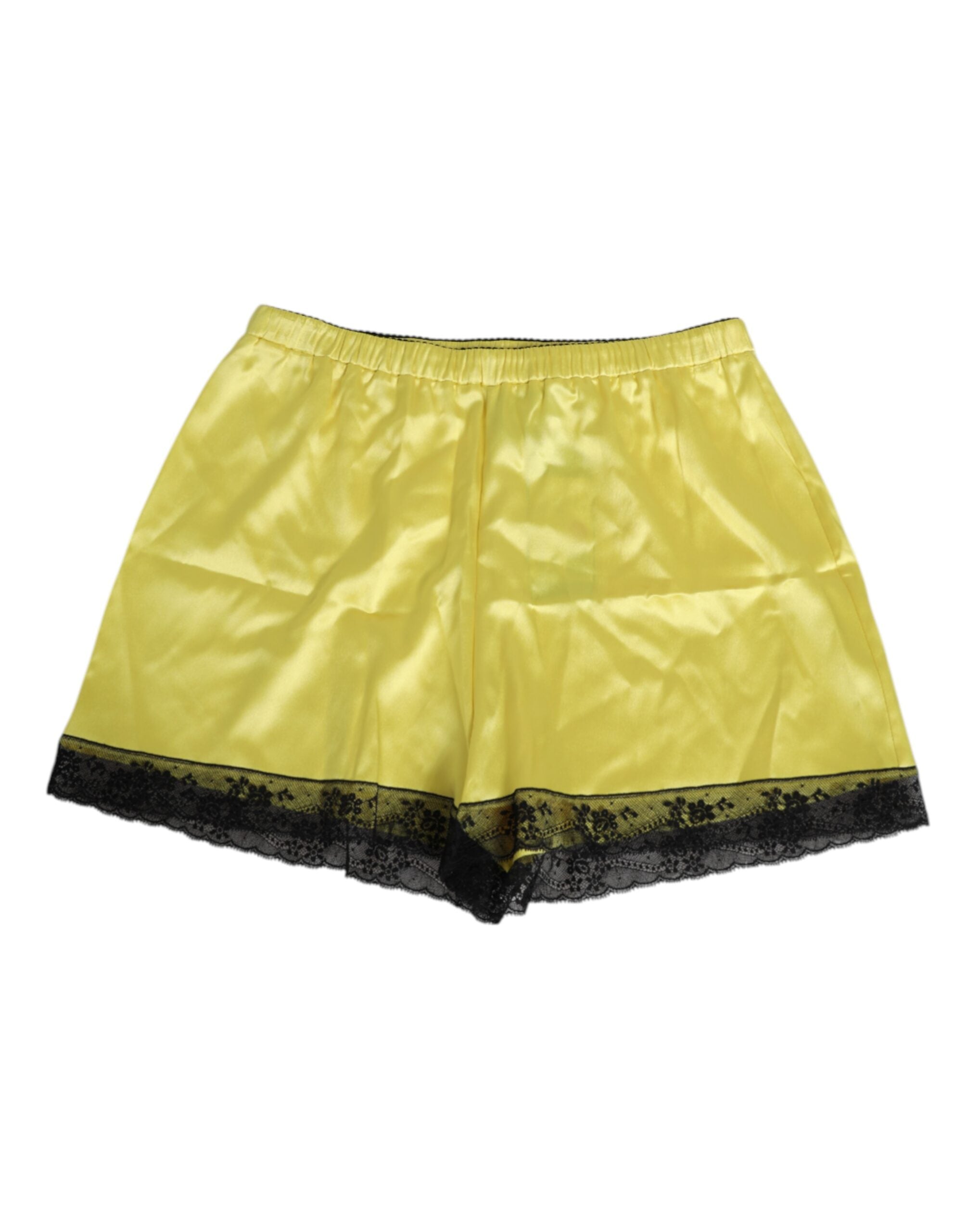 Gula satin siden shorts med medelhög midja