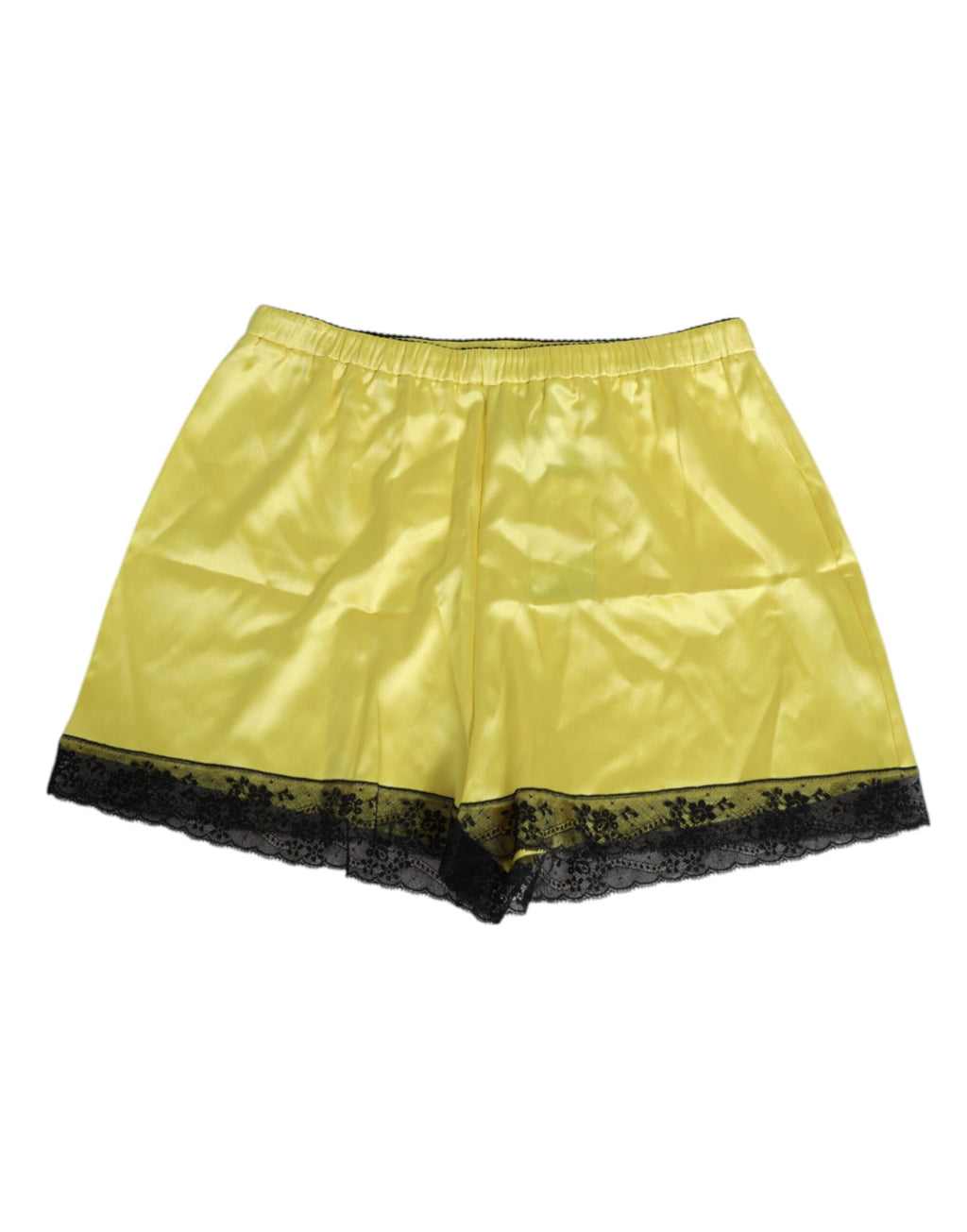 Gula satin siden shorts med medelhög midja