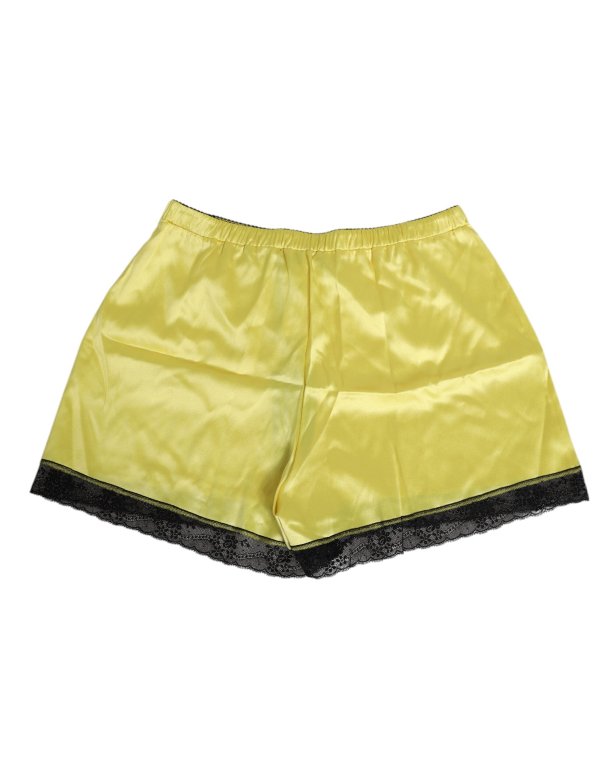 Gula satin siden shorts med medelhög midja