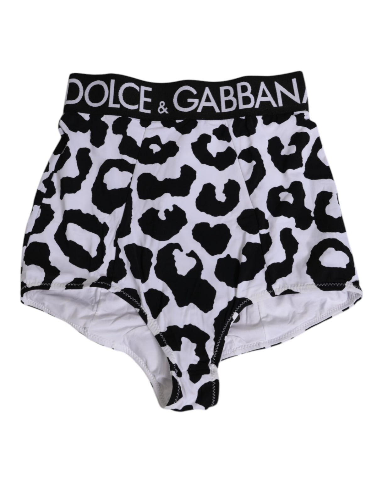 Dolce & Gabbana White Leopard Nylon High Waist Girdle Underwear