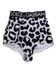 Dolce & Gabbana White Leopard Nylon High Waist Girdle Underwear