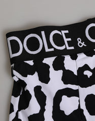 Dolce & Gabbana White Leopard Nylon High Waist Girdle Underwear