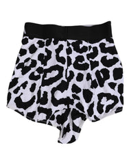 Dolce & Gabbana White Leopard Nylon High Waist Girdle Underwear