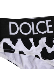 Dolce & Gabbana White Leopard Nylon High Waist Panty Underwear