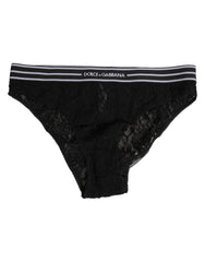 Dolce & Gabbana Black Lace Nylon High Waist Panty Underwear