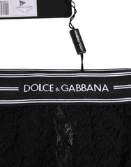 Dolce & Gabbana Black Lace Nylon High Waist Panty Underwear