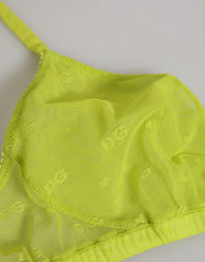 Dolce & Gabbana Yellow Green Nylon Soft Cup Brassiere  Underwear