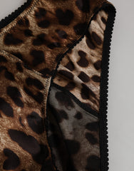 Dolce & Gabbana Brown Leopard Silk Mid Waist Panty Underwear