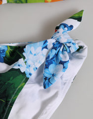 Dolce & Gabbana White Floral Swimsuit 2 Piece Top Bottom Swimwear