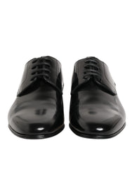 Dolce & Gabbana Black Calfskin Leather Derby Men Dress Shoes