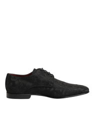 Dolce & Gabbana Black Brocade Lace Up Derby Men Dress Shoes