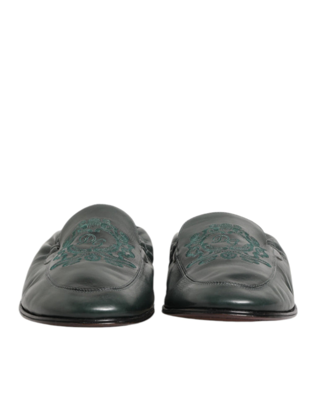 Dolce & Gabbana Green Leather Slip On Men Flat Loafers Shoes