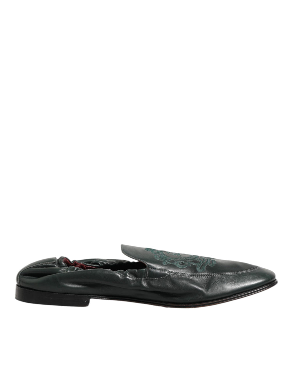 Dolce & Gabbana Green Leather Slip On Men Flat Loafers Shoes