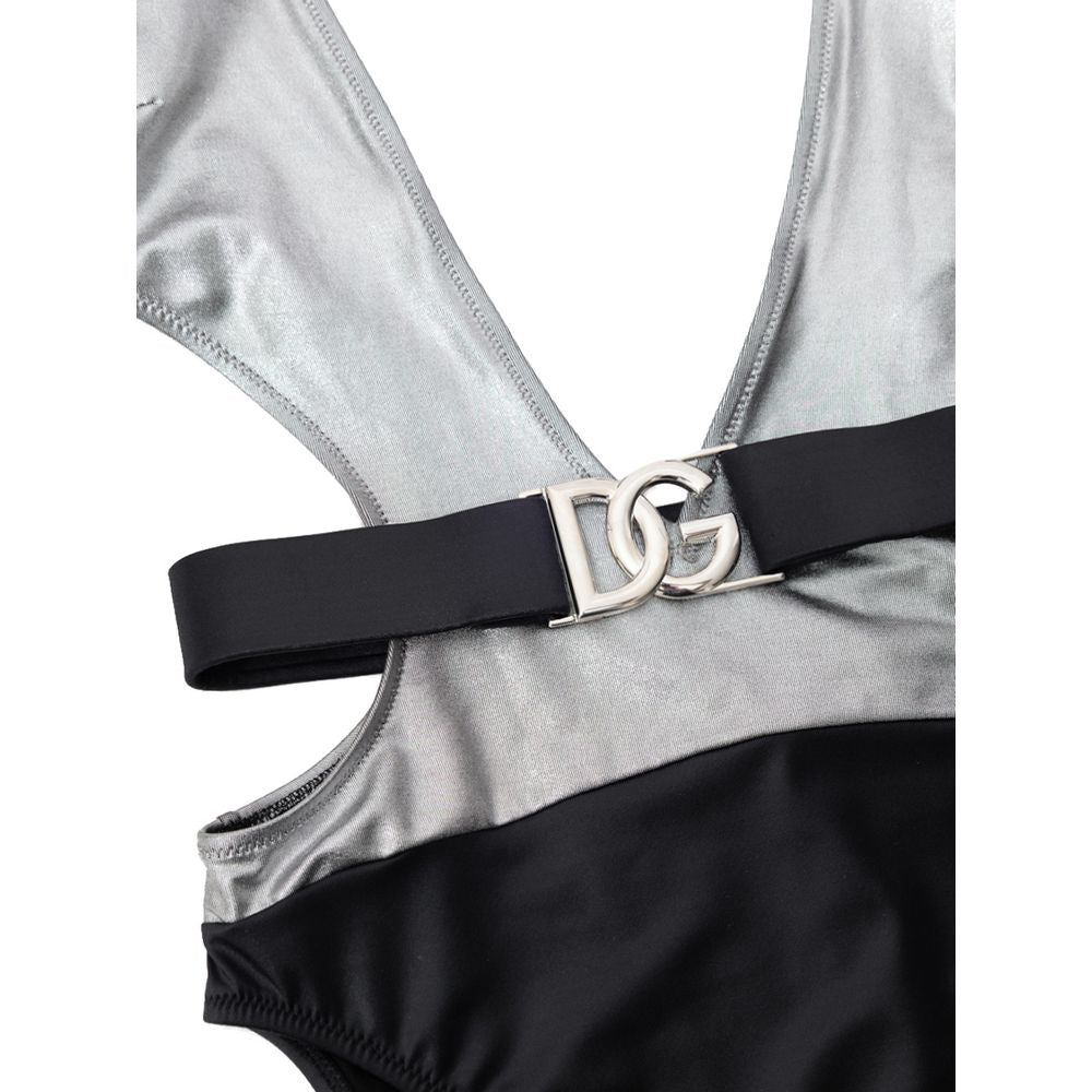 Dolce & Gabbana Gray Viscose One-Piece Swimsuit