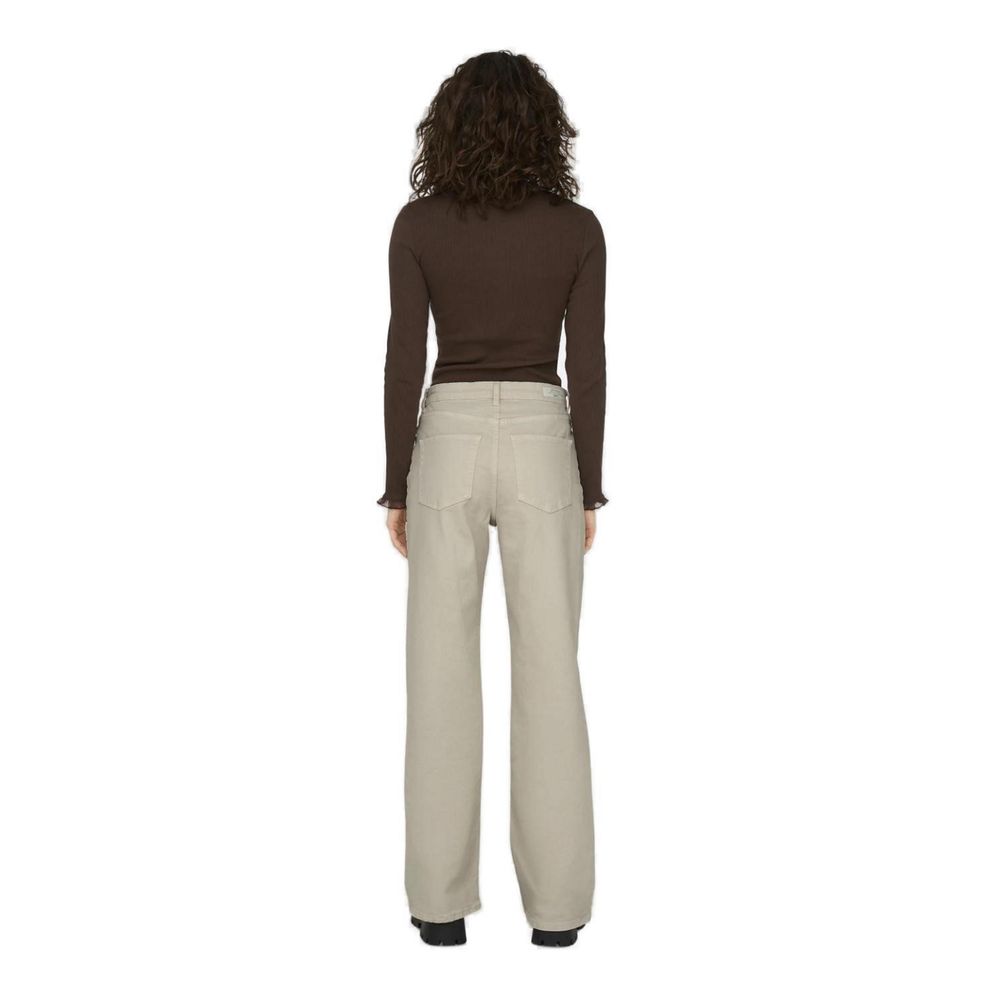Beige bomullsjeans med avslappnad passform