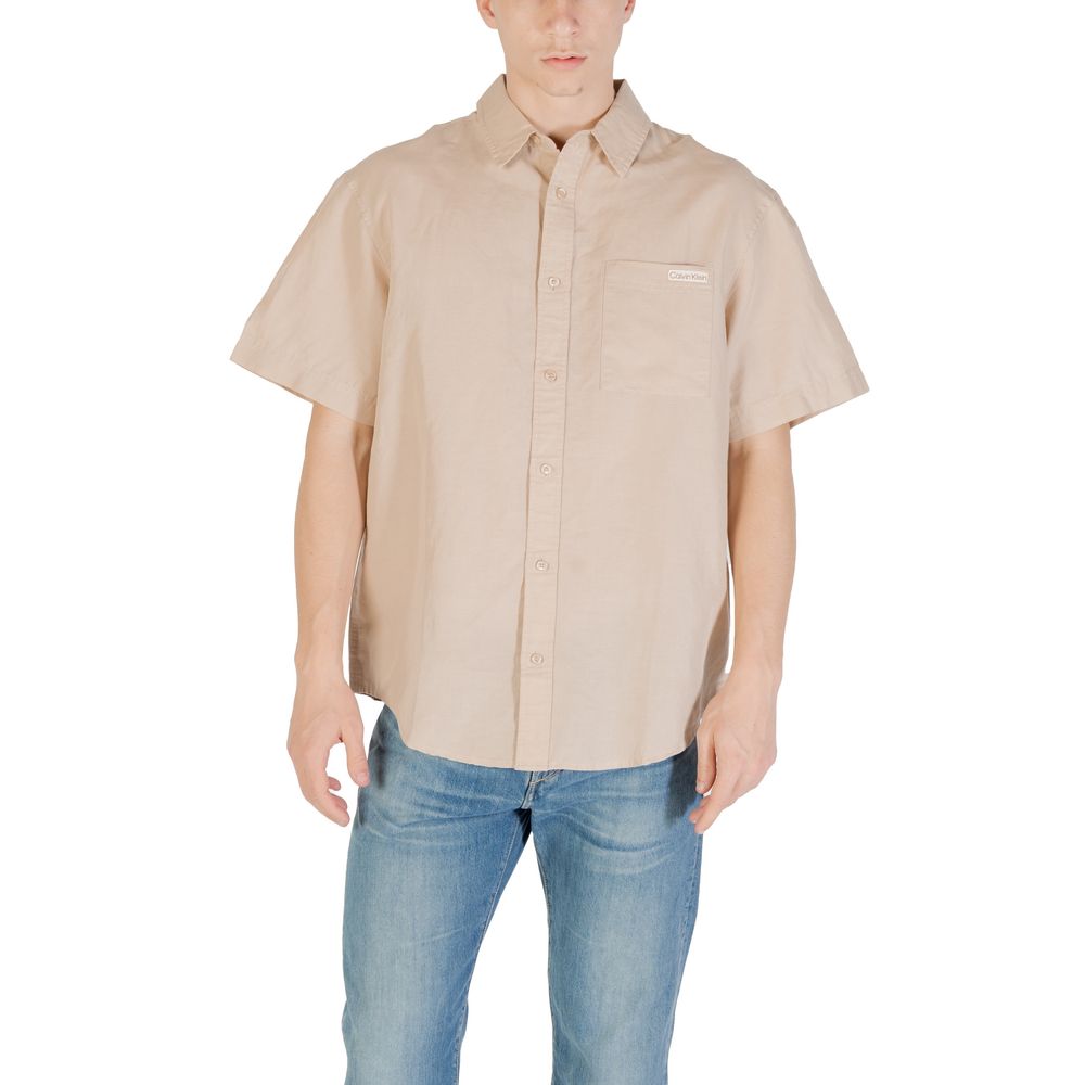 Beige lin kortermet