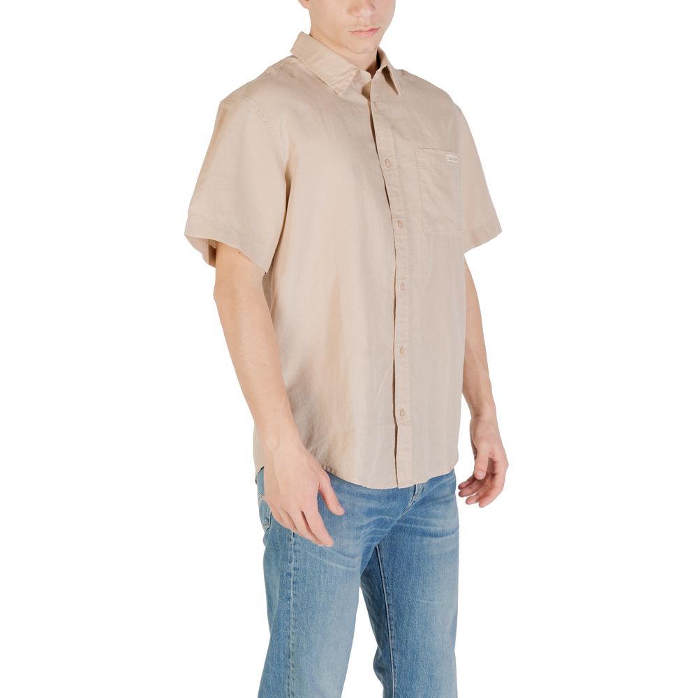 Beige lin kortermet