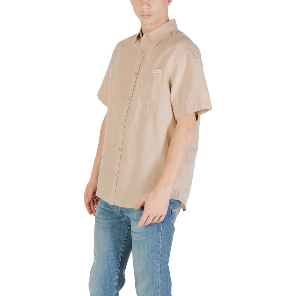 Beige lin kortermet