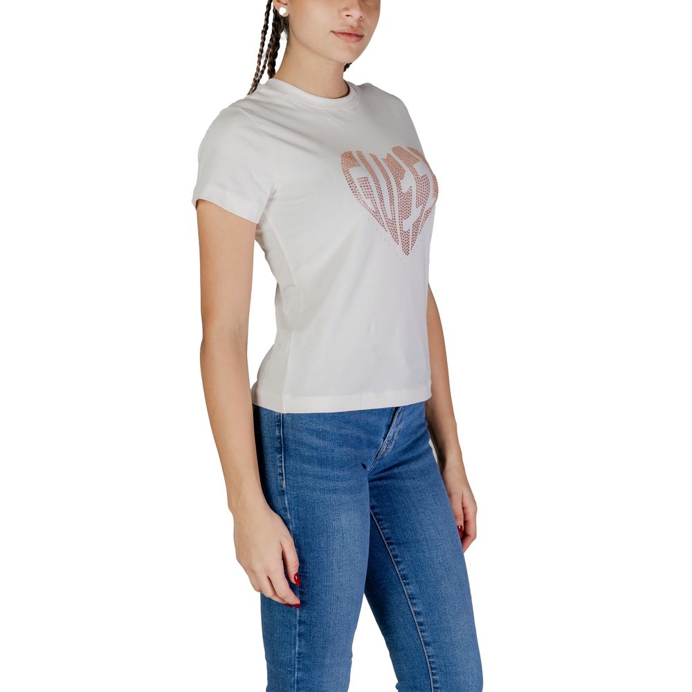 Krämfärgad bomulls-t-shirt