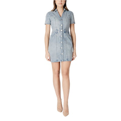 Morgan De Toi Blue Cotton Midi Dress