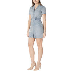 Morgan De Toi Blue Cotton Midi Dress