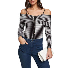 Morgan De Toi Black And White Viscose Long Sleeve T-Shirt