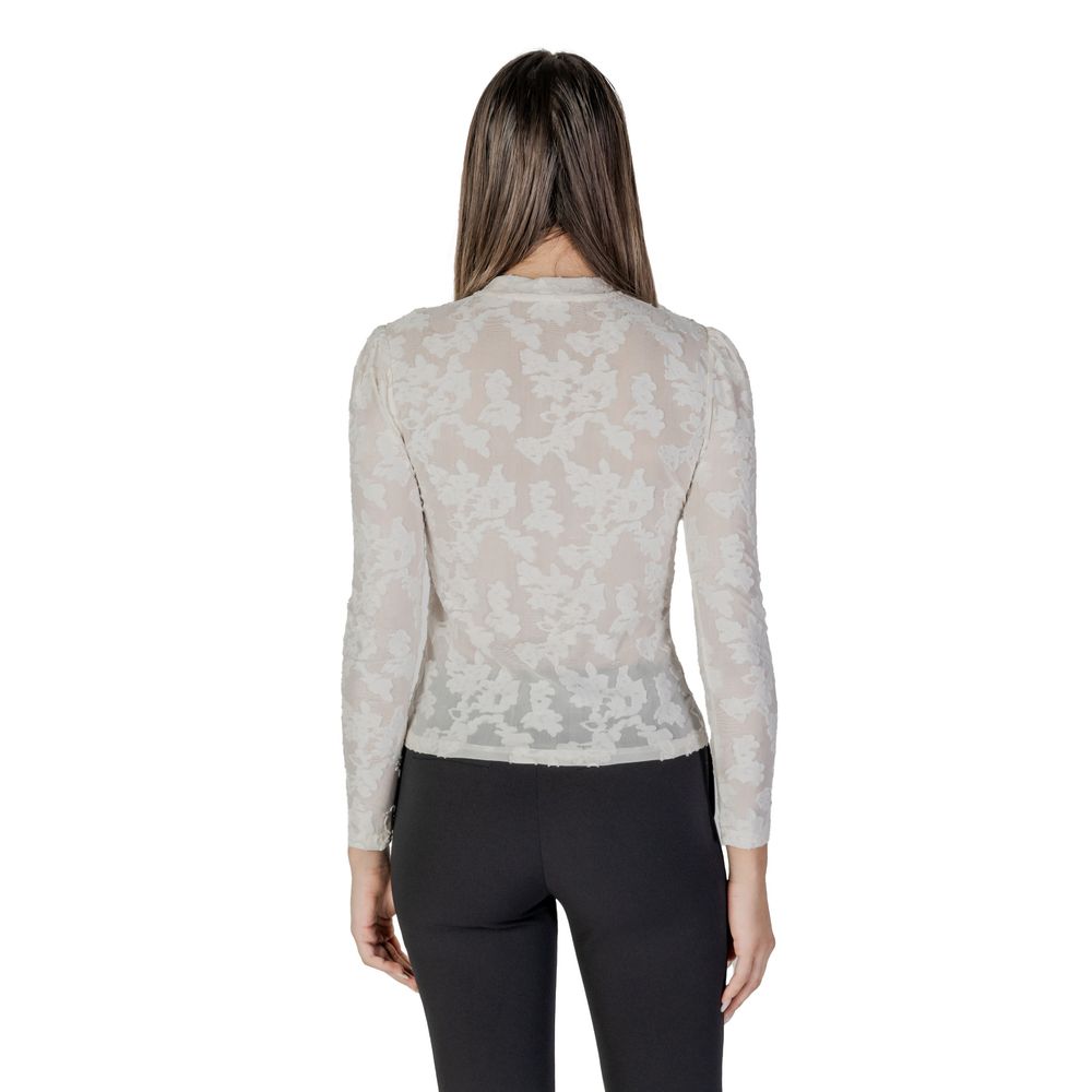 Krämfärgad polyester långärmad
