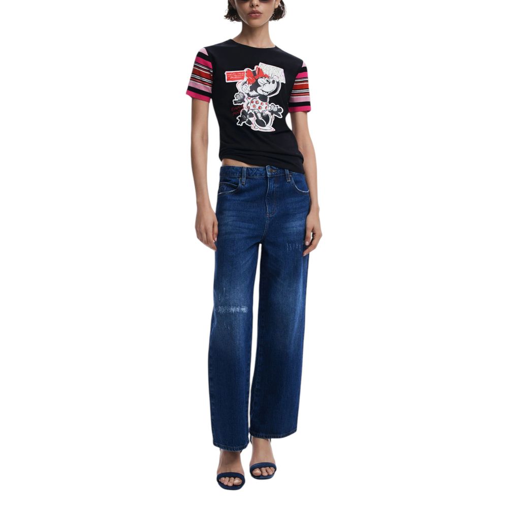 Svart bomulls-T-shirt