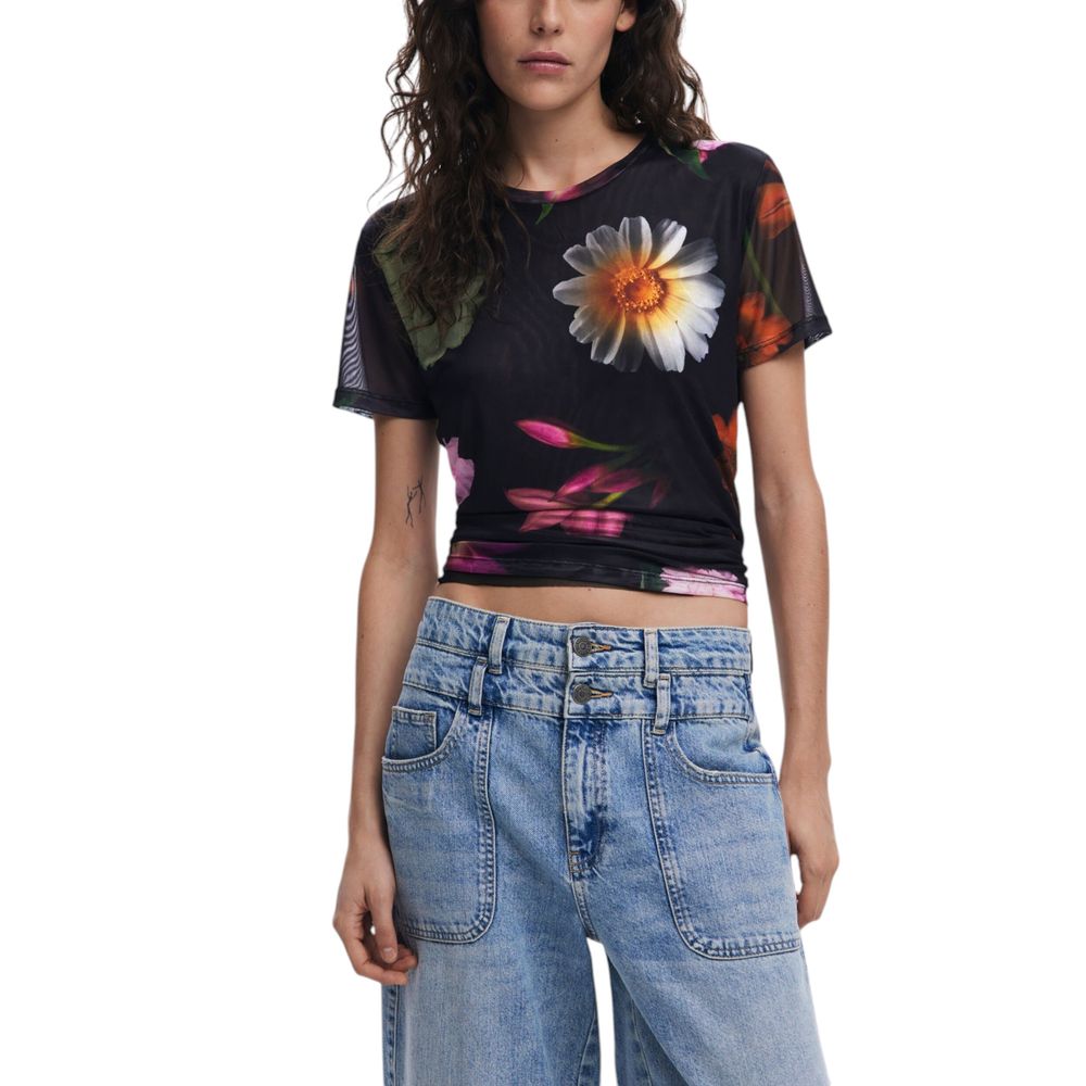 Svart polyester-t-shirt