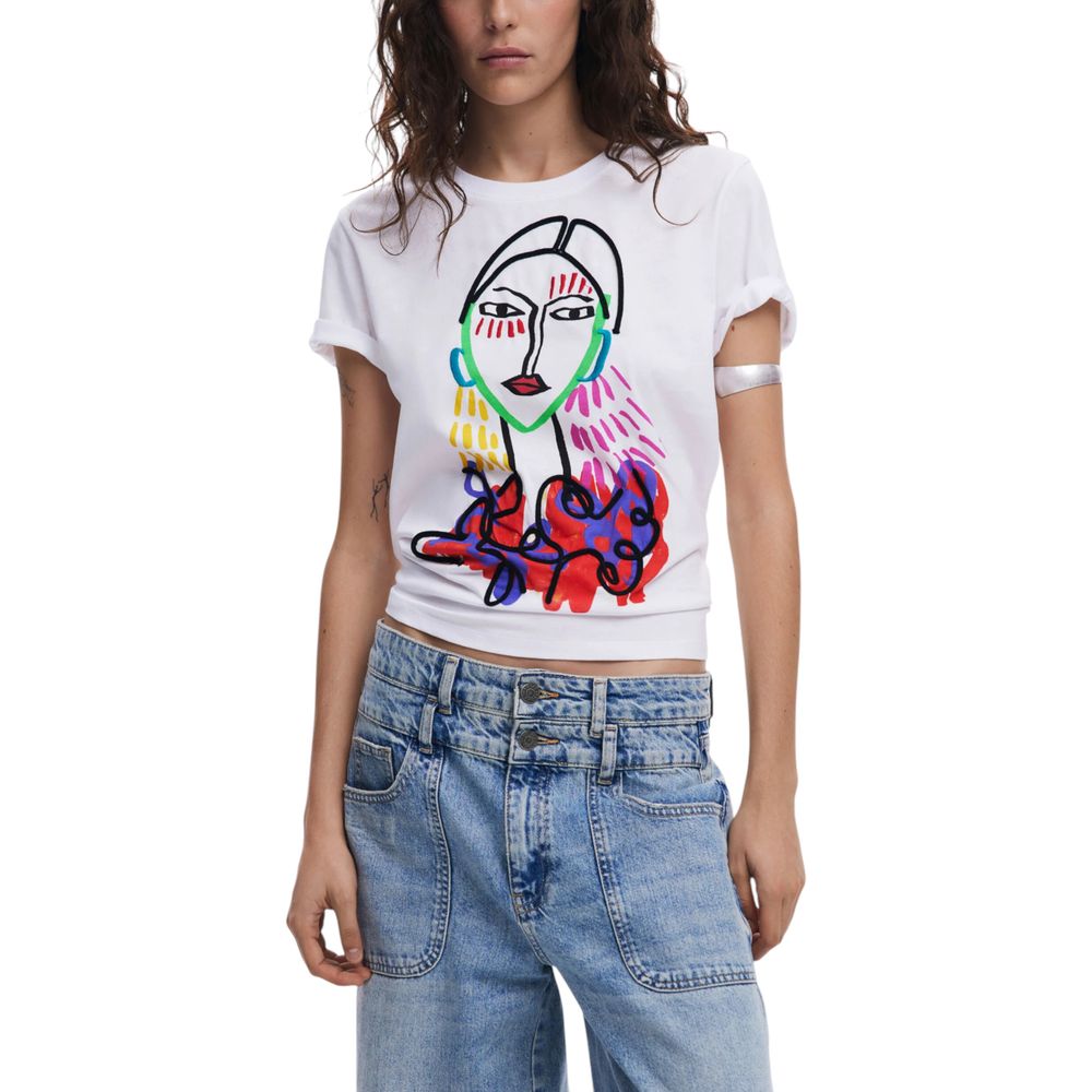 Vit bomulls-T-shirt