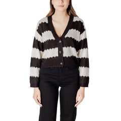 Jacqueline De Yong Black And White Marabou Cardigan