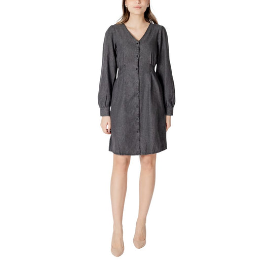 ICHI Black Cotton Short Dress