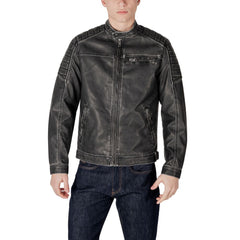 Jack Jones Black Polyester Biker Jacket