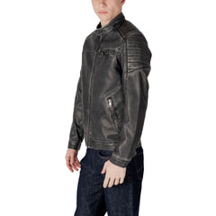 Jack Jones Black Polyester Biker Jacket