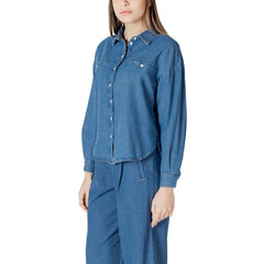 ICHI Blue Cotton Blouse